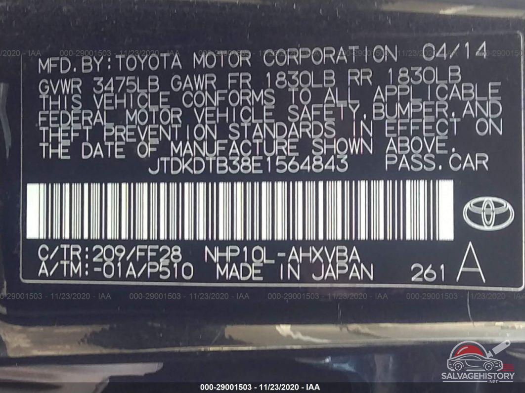 JTDKDTB38E1564843 2014 TOYOTA PRIUS C photo no. 9