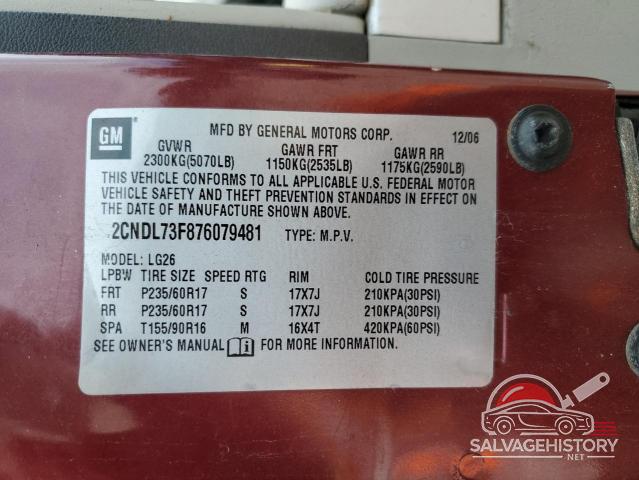 2CNDL73F876079481 2007 CHEVROLET EQUINOX photo no. 13