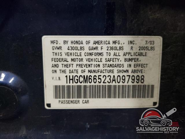 1HGCM66523A097998 2003 HONDA ACCORD photo no. 12