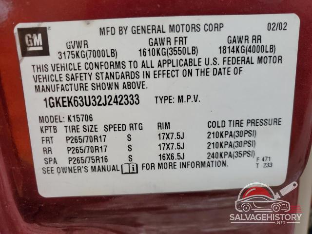 1GKEK63U32J242333 2002 GMC DENALI photo no. 13