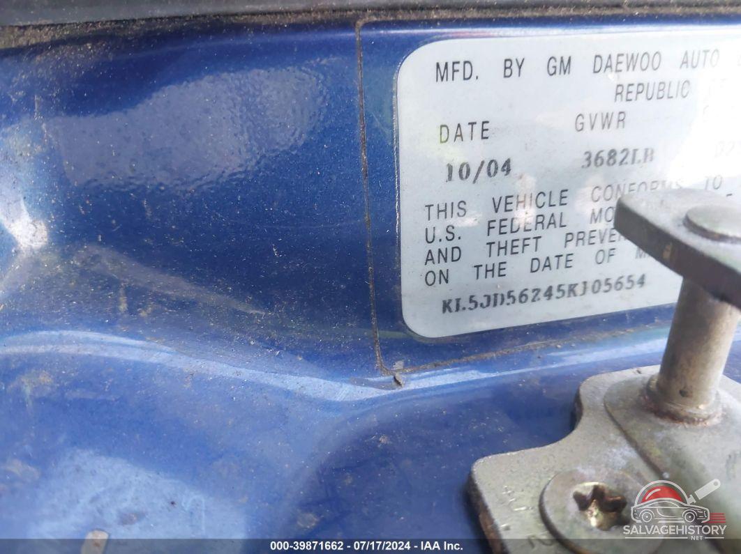 KL5JD56Z45K105654 2005 SUZUKI FORENZA photo no. 9