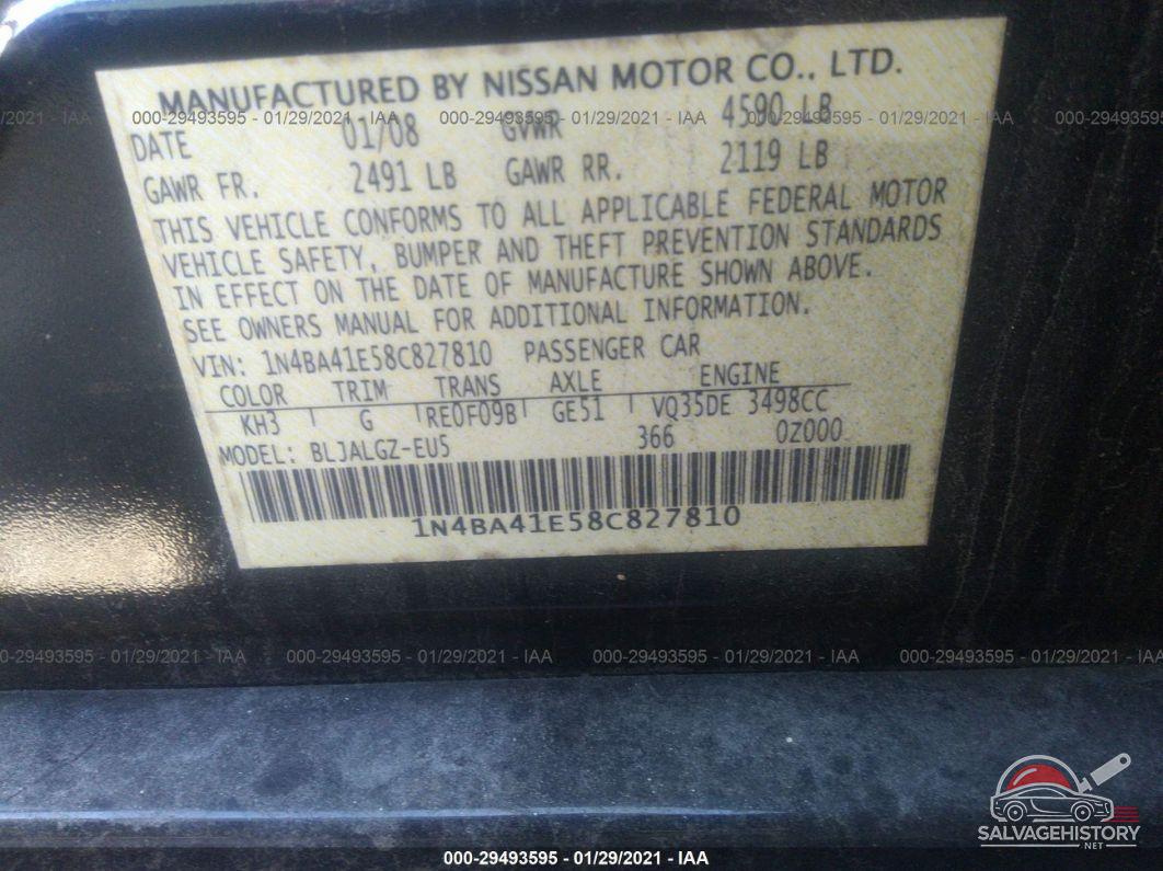 1N4BA41E58C827810 2008 NISSAN MAXIMA photo no. 9