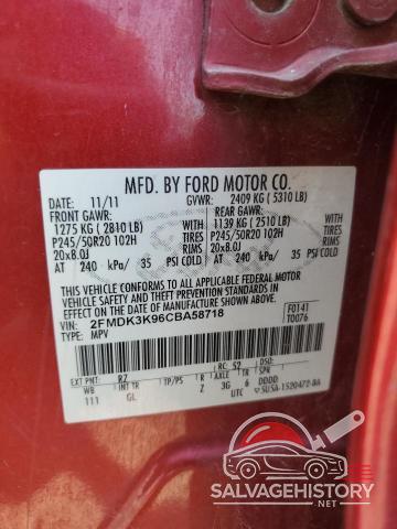 2FMDK3K96CBA58718 2012 FORD EDGE photo no. 13