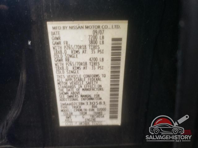 1N6AA07C38N330583 2008 NISSAN TITAN photo no. 12