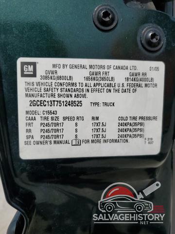 2GCEC13T751248525 2005 CHEVROLET ALL Models photo no. 13