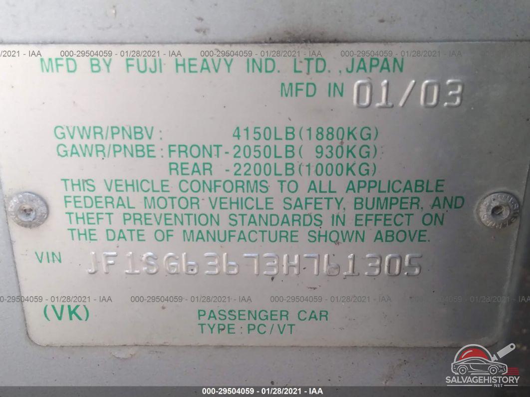 JF1SG63673H761305 2003 SUBARU FORESTER photo no. 9