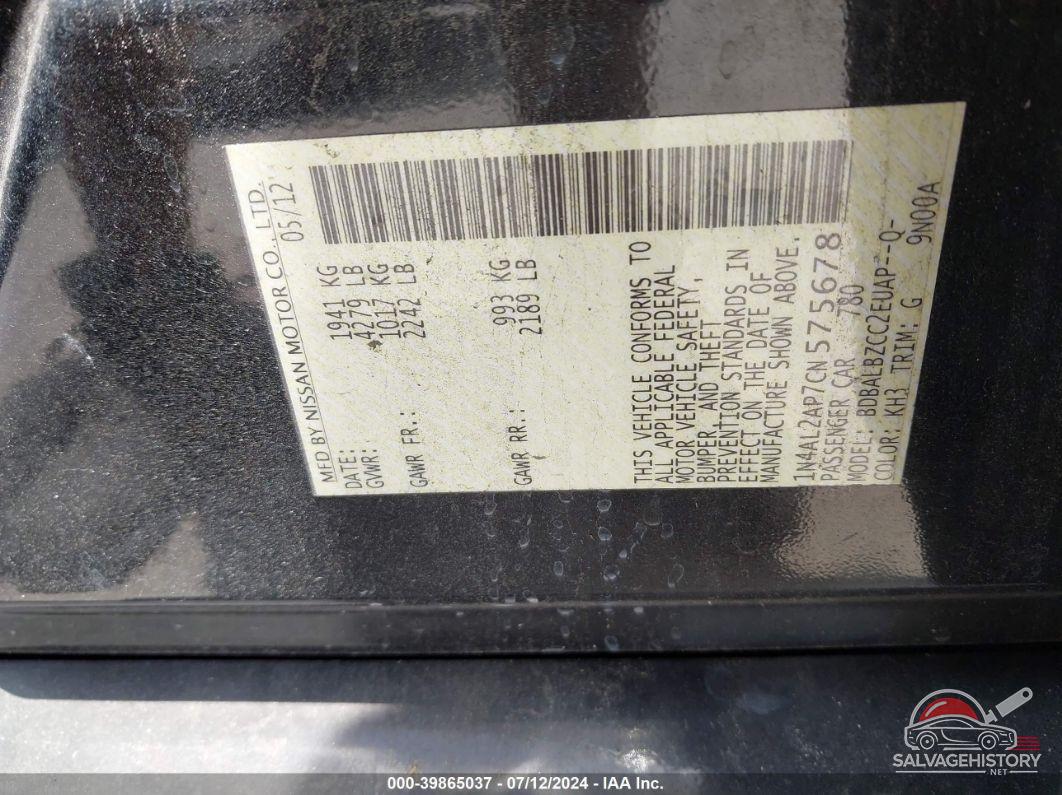 1N4AL2AP7CN575678 2012 NISSAN ALTIMA photo no. 9