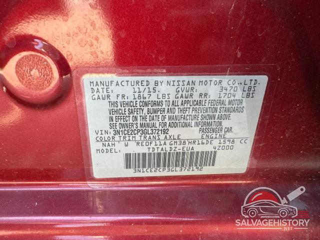 3N1CE2CP3GL372192 2016 NISSAN VERSA photo no. 10