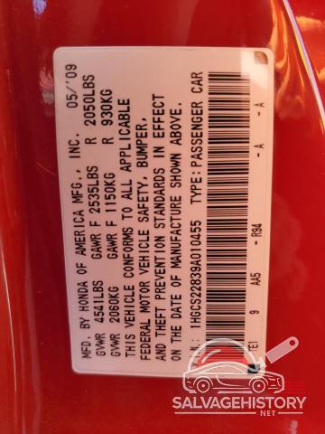 1HGCS22839A010455 2009 HONDA ACCORD photo no. 12