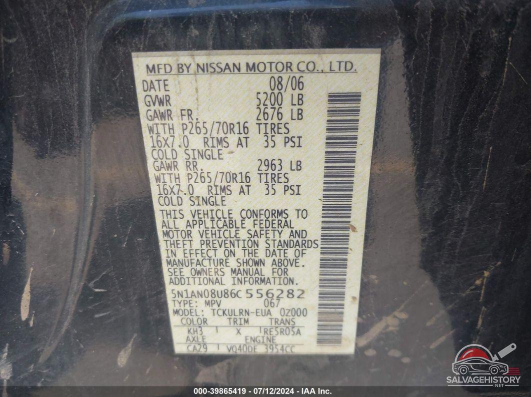 5N1AN08U86C556282 2006 NISSAN XTERRA photo no. 9