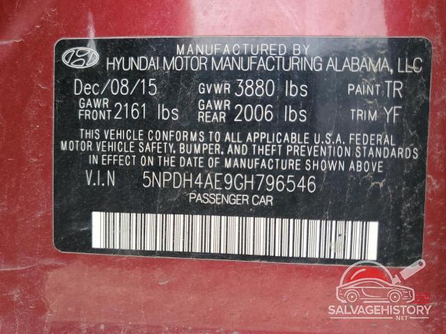 5NPDH4AE9GH796546 2016 HYUNDAI ELANTRA photo no. 12