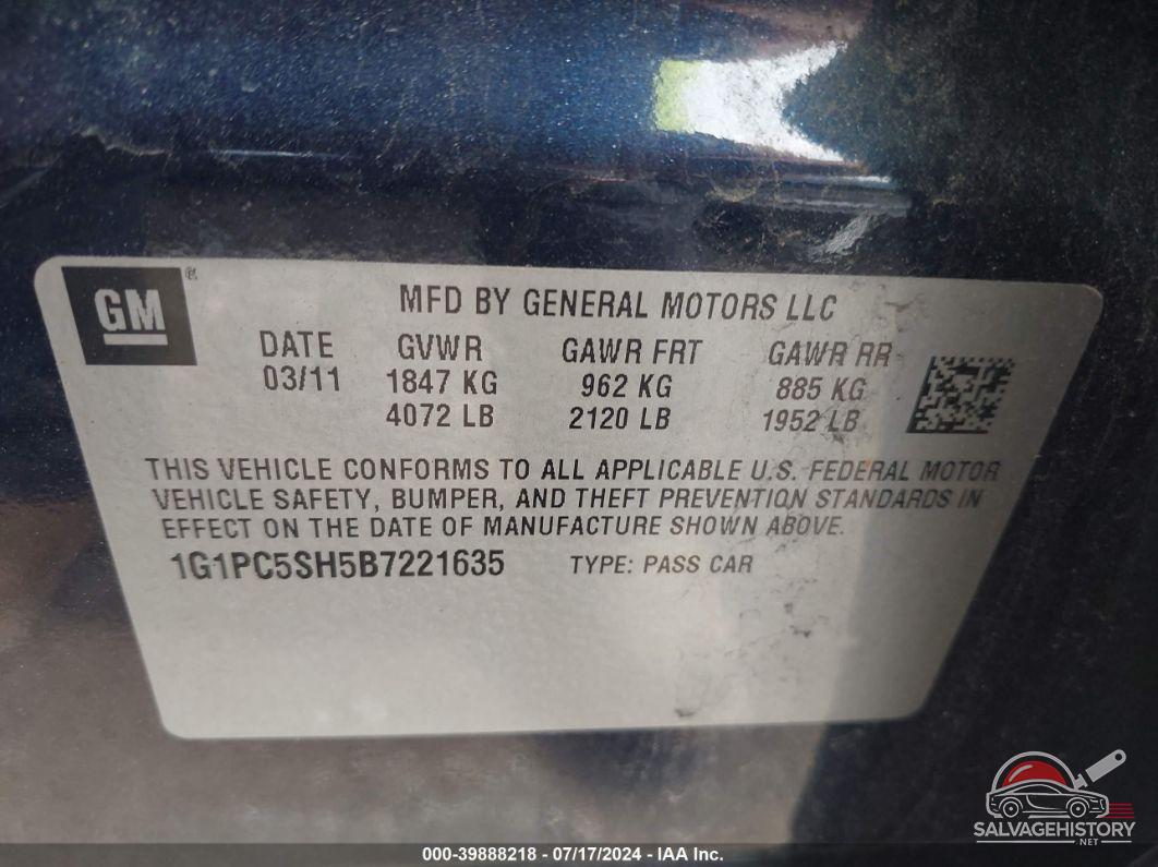 1G1PC5SH5B7221635 2011 CHEVROLET CRUZE photo no. 9