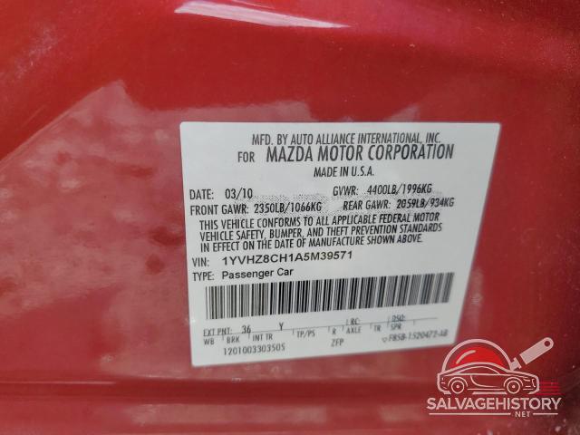 1YVHZ8CH1A5M39571 2010 MAZDA 6 photo no. 13
