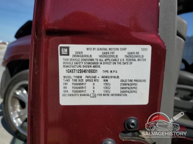 1GKET12S946169331 2004 GMC ENVOY photo no. 14