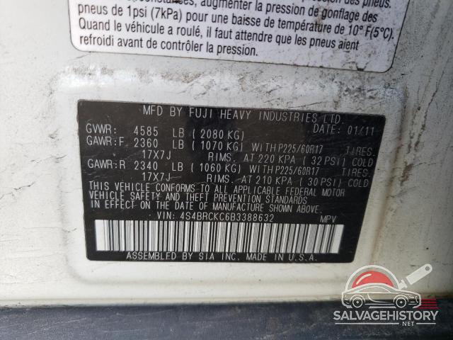 4S4BRCKC6B3388632 2011 SUBARU OUTBACK photo no. 13