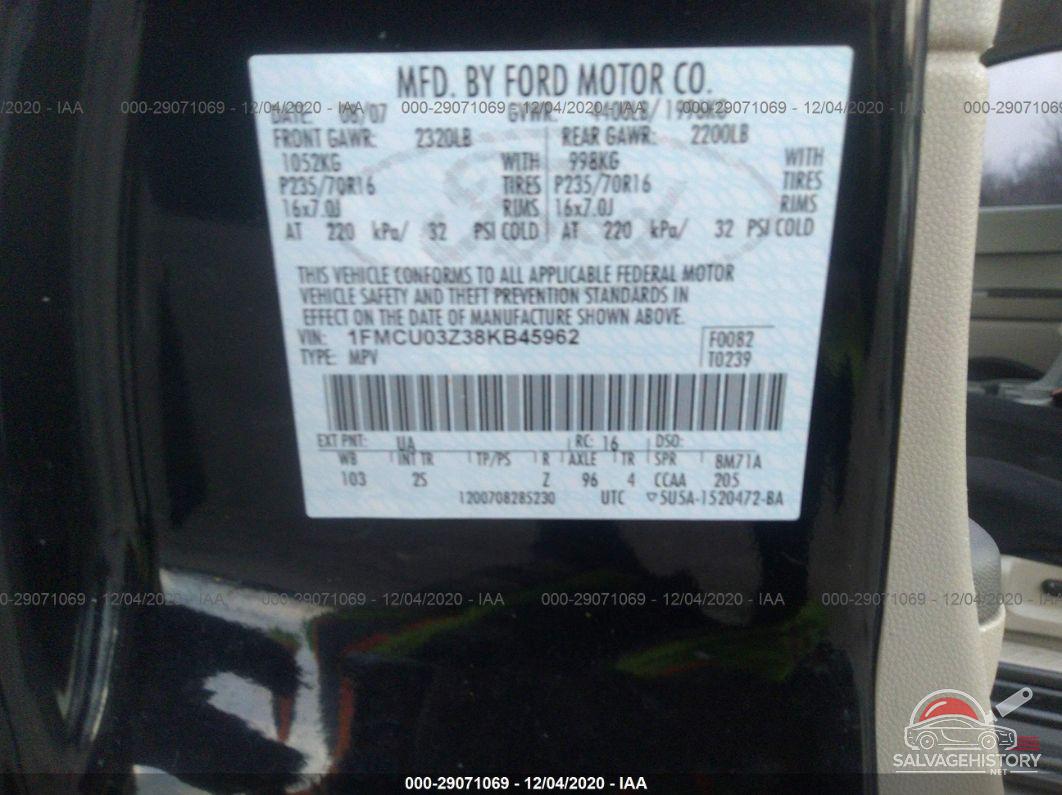 1FMCU03Z38KB45962 2008 FORD ESCAPE photo no. 9