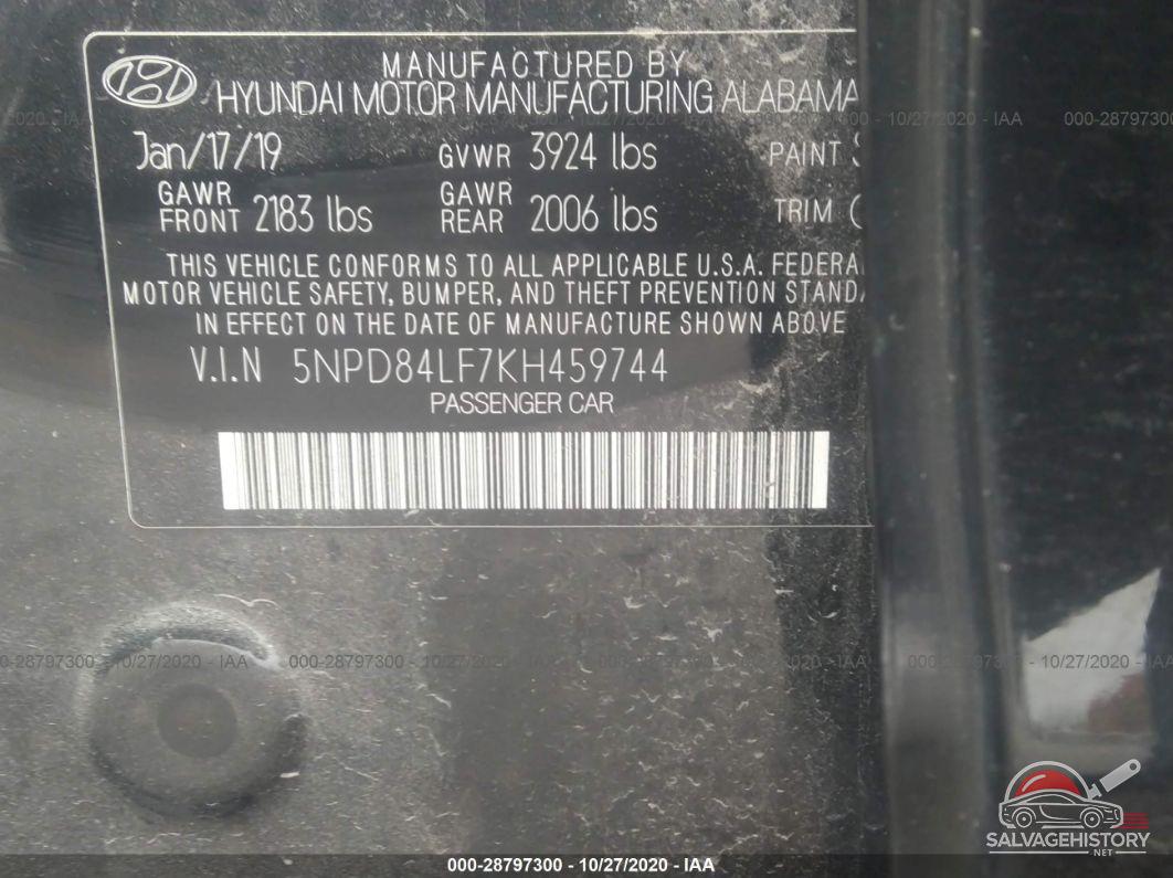5NPD84LF7KH459744 2019 HYUNDAI ELANTRA photo no. 9