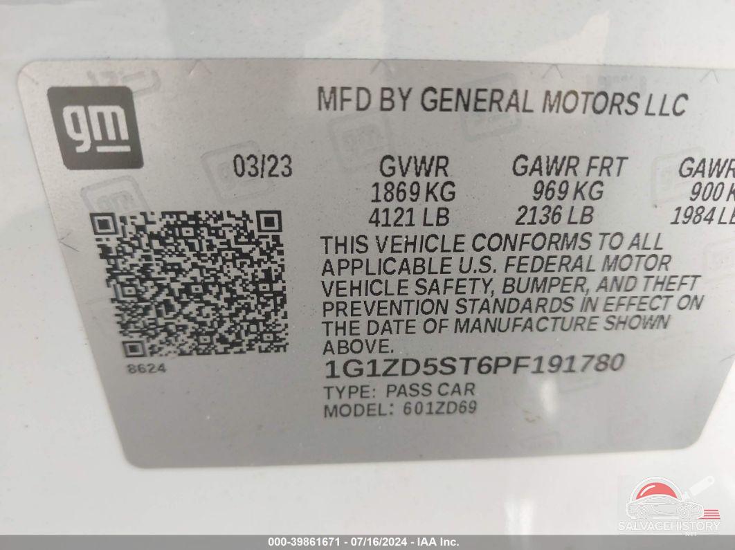 1G1ZD5ST6PF191780 2023 CHEVROLET MALIBU photo no. 9