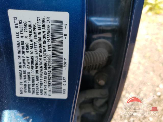19XFB2F54DE206955 2013 HONDA CIVIC photo no. 12