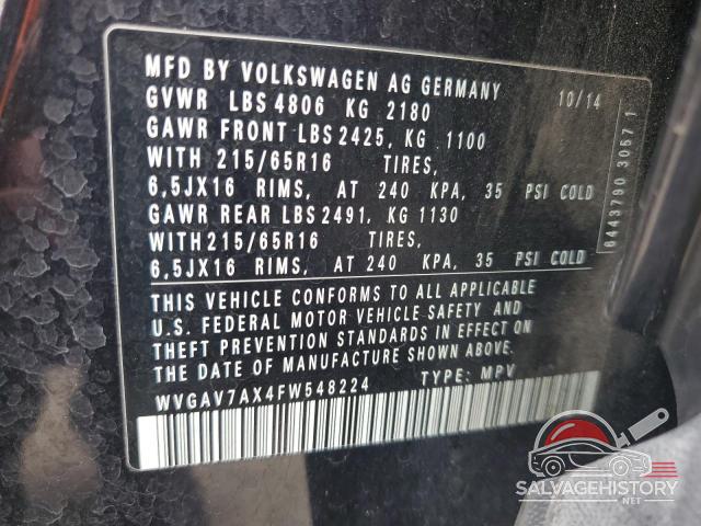 WVGAV7AX4FW548224 2015 VOLKSWAGEN TIGUAN photo no. 12