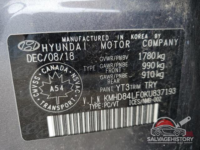 KMHD84LF0KU837193 2019 HYUNDAI ELANTRA photo no. 13