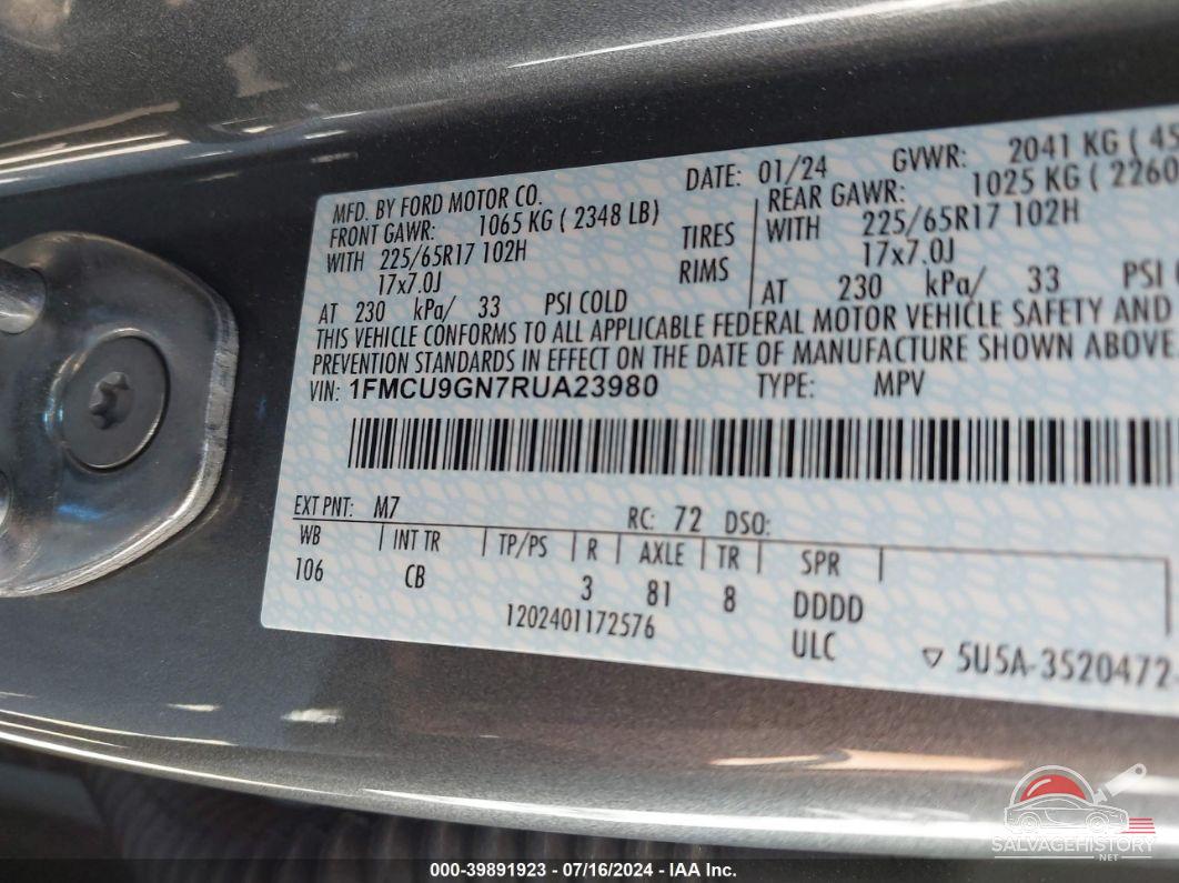 1FMCU9GN7RUA23980 2024 FORD ESCAPE photo no. 9
