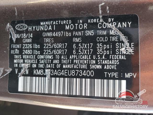 KM8JU3AG4EU873400 2014 HYUNDAI TUCSON photo no. 13