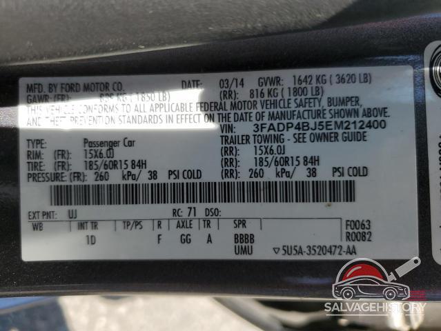 3FADP4BJ5EM212400 2014 FORD FIESTA photo no. 12