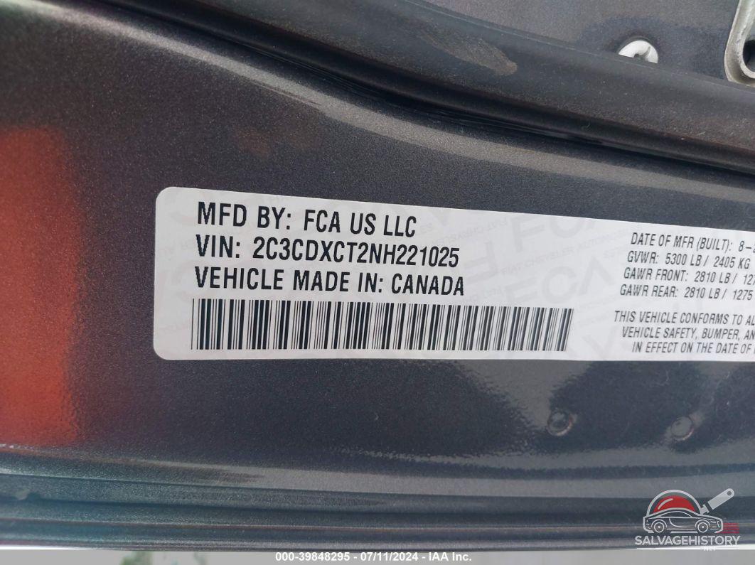 2C3CDXCT2NH221025 2022 DODGE CHARGER photo no. 9