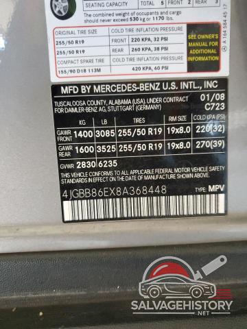 4JGBB86EX8A368448 2008 MERCEDES-BENZ M-CLASS photo no. 13