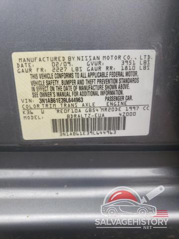 3N1AB61E39L644963 2009 NISSAN SENTRA photo no. 12