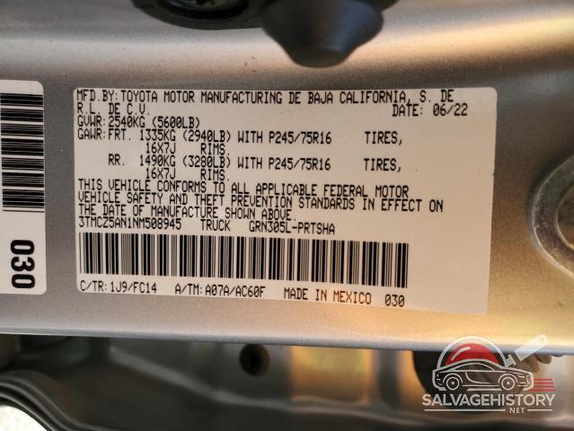 3TMCZ5AN1NM508945 2022 TOYOTA TACOMA photo no. 12