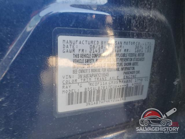 3N1AB7AP4KY216545 2019 NISSAN SENTRA photo no. 12