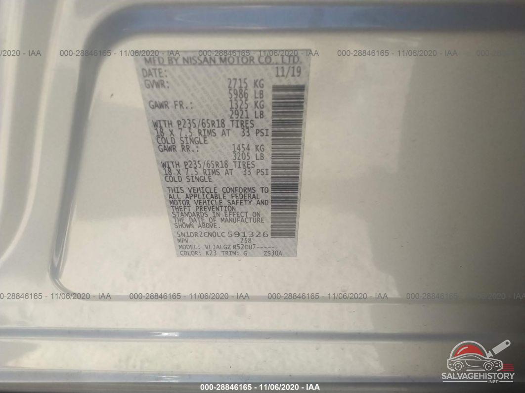 5N1DR2CN0LC591326 2020 NISSAN PATHFINDER photo no. 9