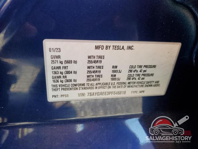 7SAYGAEE3PF646818 2023 TESLA MODEL Y photo no. 14