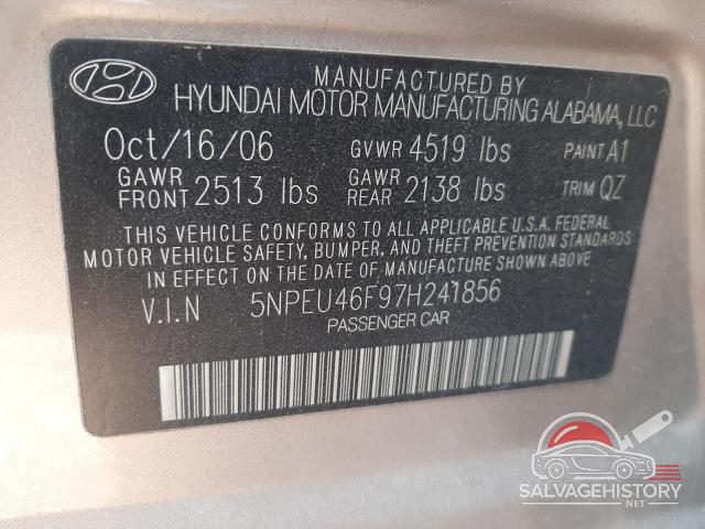 5NPEU46F97H241856 2007 HYUNDAI SONATA photo no. 13