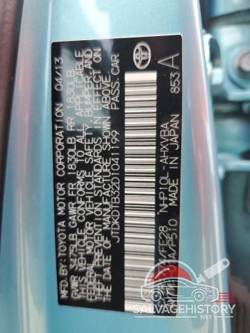 JTDKDTB32D1041199 2013 TOYOTA PRIUS photo no. 13