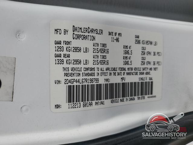 2D4GP44L67R198799 2007 DODGE CARAVAN photo no. 13