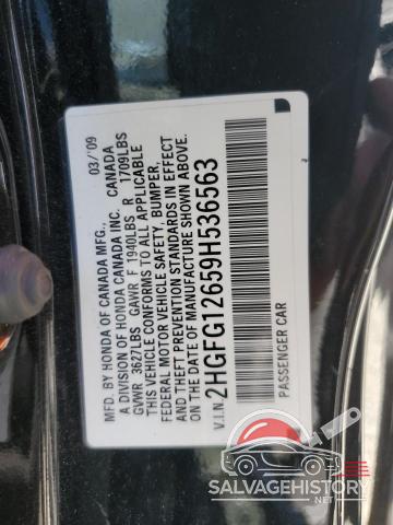 2HGFG12659H536563 2009 HONDA CIVIC photo no. 12