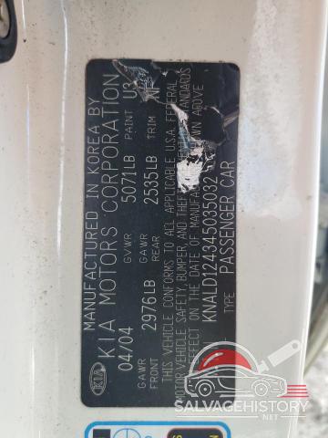 KNALD124345035032 2004 KIA AMANTI photo no. 13