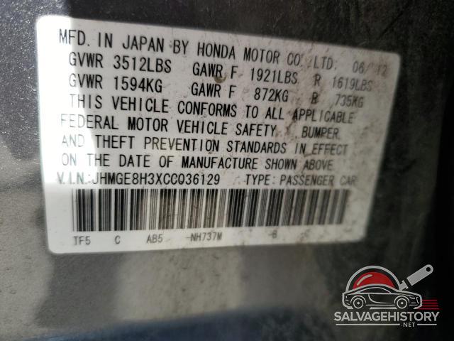 JHMGE8H3XCC036129 2012 HONDA FIT photo no. 12