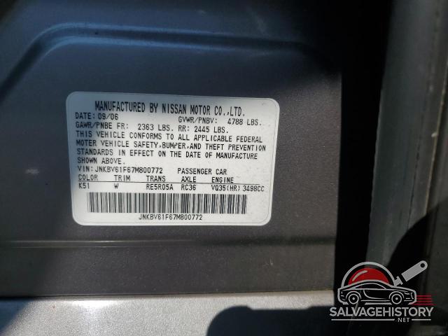 JNKBV61F67M800772 2007 INFINITI G35 photo no. 12