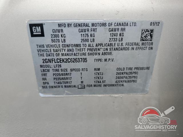 2GNFLCEK2C6263705 2012 CHEVROLET EQUINOX photo no. 13