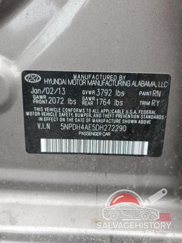 5NPDH4AE5DH272290 2013 HYUNDAI ELANTRA photo no. 12