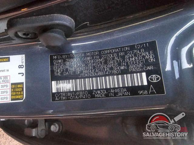 JTDKN3DU8B1477801 2011 TOYOTA PRIUS photo no. 10