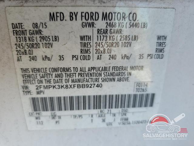 2FMPK3K8XFBB92740 2015 FORD EDGE photo no. 13