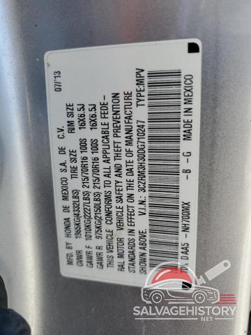 3CZRM3H30DG710247 2013 HONDA CRV photo no. 12