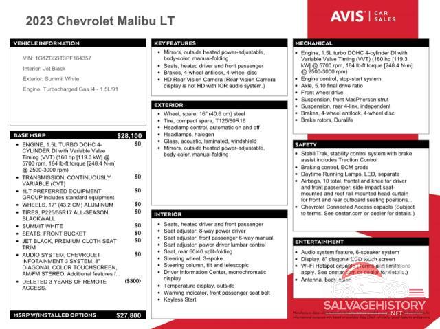 1G1ZD5ST3PF164357 2023 CHEVROLET MALIBU photo no. 12