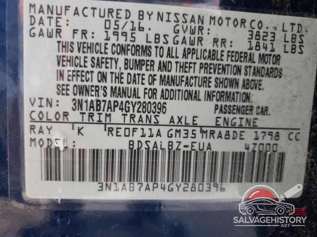 3N1AB7AP4GY280396 2016 NISSAN SENTRA photo no. 13