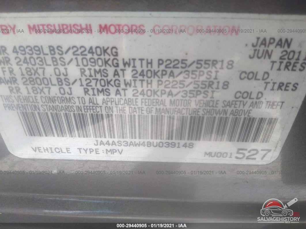 JA4AS3AW4BU039148 2011 MITSUBISHI OUTLANDER photo no. 9